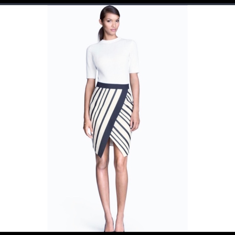 H&M Striped Asymmetrical Wrap Front Skirt